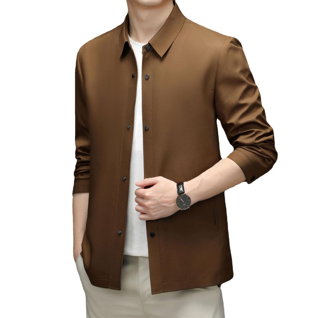 Куртка среднего возраста, мужское пальто с лацканами, деловая тонкая повседневная однобортная модная куртка для папы на весну и осень