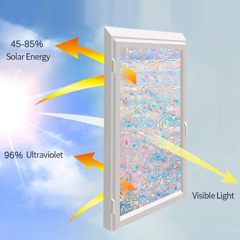 Пленка для защиты окон, радужная статическая пленка для витражей, наклейка на окна для домашнего офиса, неклейкая светоотражающая декоративная пленка