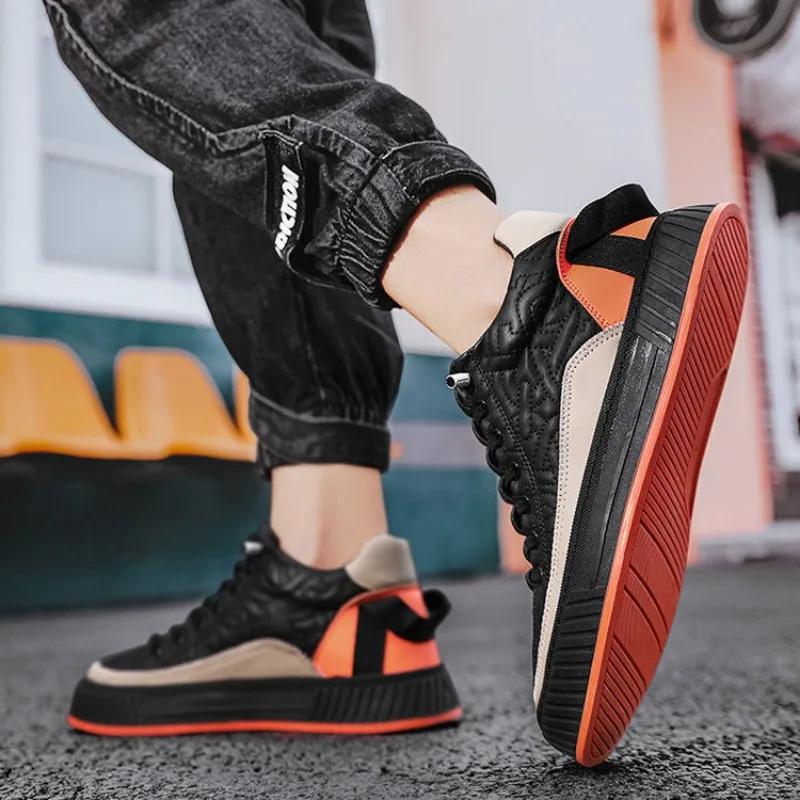 Fashion Men Sneakers Fashion Trend Luxury Brand Casual Flat Shoes Vulcanize Shoe Male Outdoors Non-slip Wear-resistant Hiking Shoes 2025
