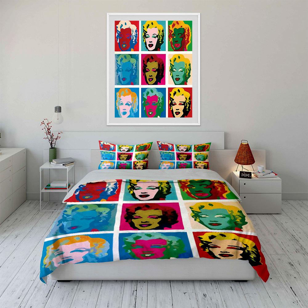 Pop Art Colorful Portrait Set Bedding Duvet Cover Set Duvet Cover Pillowcases (1*Duvet Cover 2*Pillowcases, without duvet insert)