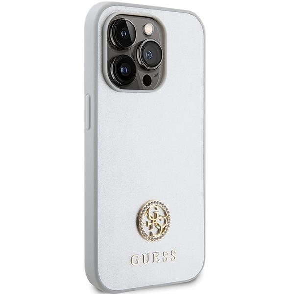 Etui do iPhone 15 Pro Guess Strass Metal Logo Srebrne