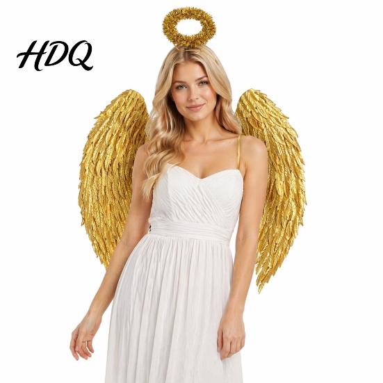 Christmas Angel Costume Wings for Kids Feathered Wing Dress Up Halloween Cosplay Accessory Fancy Dress Party Performance Dark Guardian