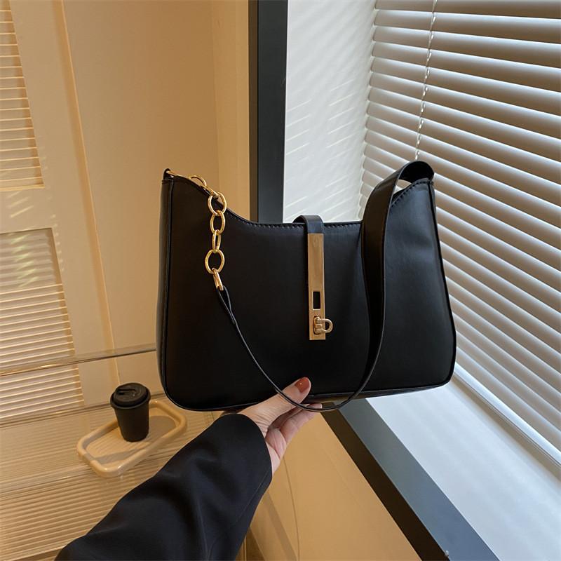 Korean Style Small Pu Handbag With Chain Strap For Daily Use