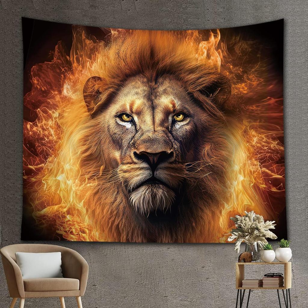 King of The Forest Tiger Tapestry Forest Animal Wall Hanging Tropical Rainforest Landscape for Living Room Dorm Bedroom