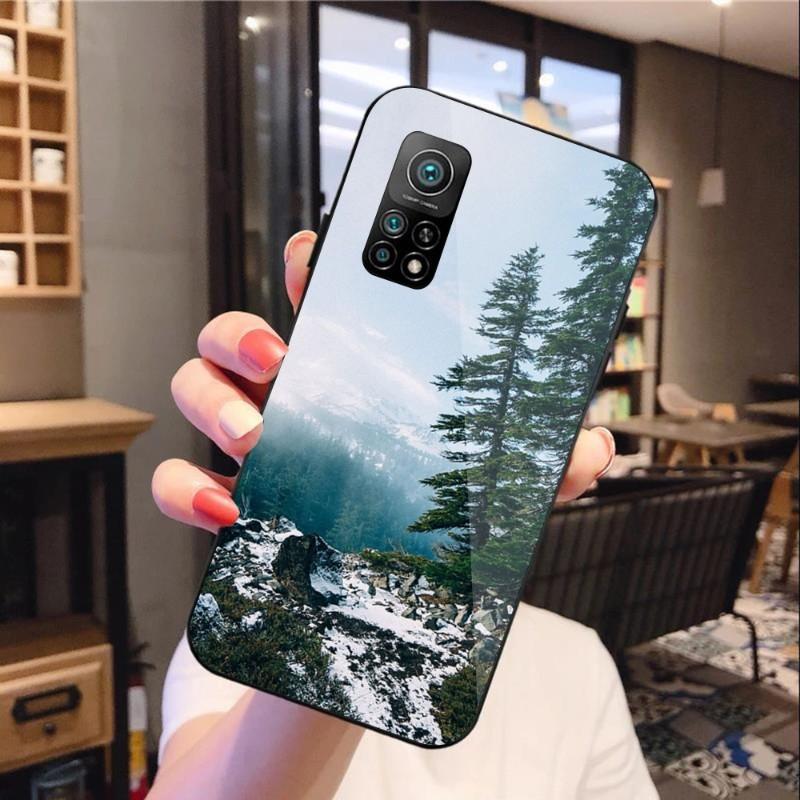 Чехол для телефона «Дерево, лес, гора» для Xiaomi 12 11T 10 9 Redmi Note 11 10 10S Pro Redmi 9 9A 8, черный стеклянный чехол для телефона из поликарбоната