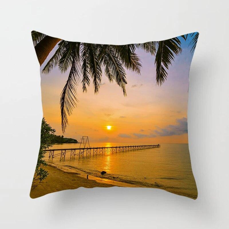Landscape  Sunrise Sunset Scenery Pillow Cover Sofa Decoration Car Office Seat Cushion  Room Home