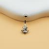 Stainless Steel Belly Button Ring Shiny CZ Flower Design Sweat Resistant Body Piercing Jewelry for Beach Pool