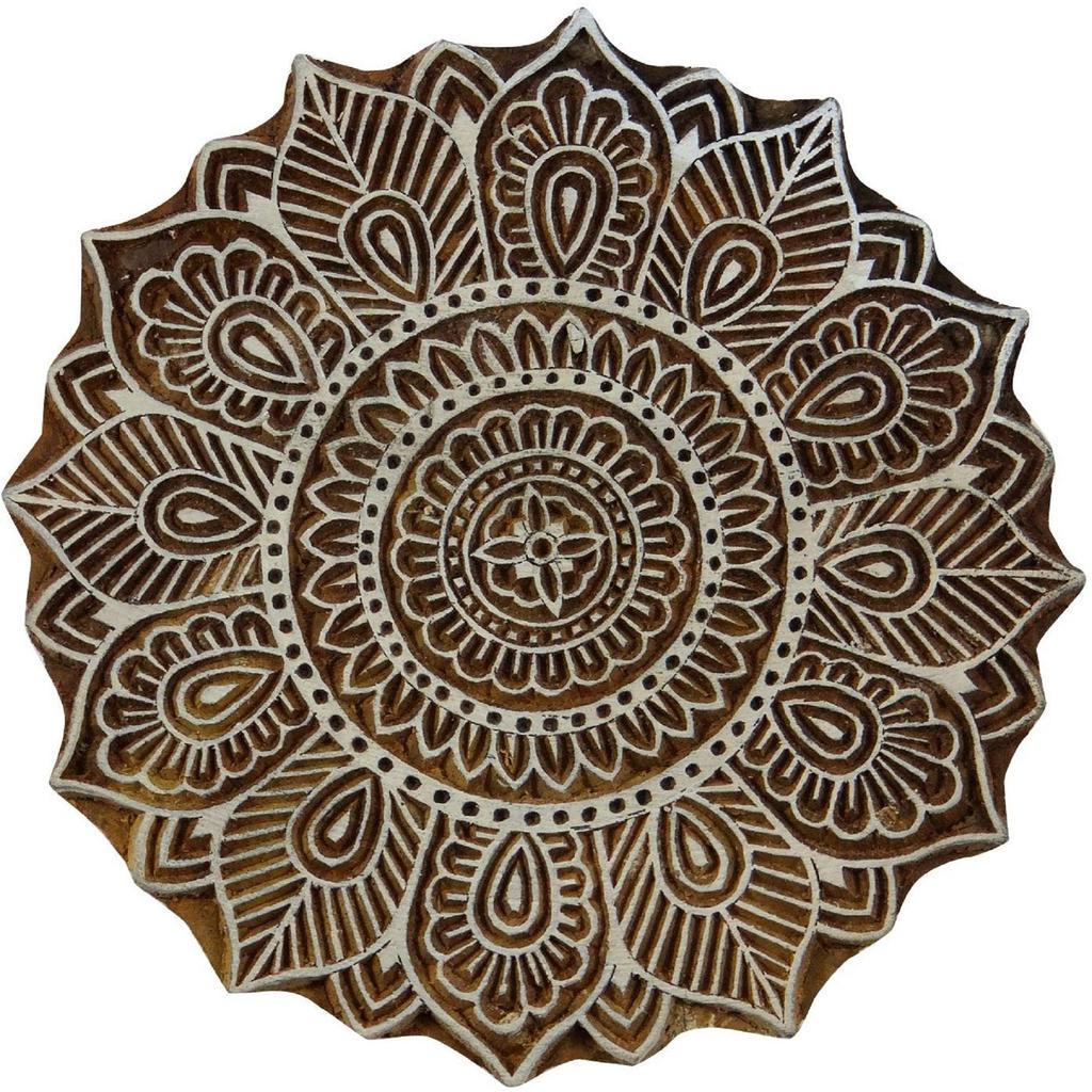 Ручной Резной Цветочный Узор Текстильной Древесины Штамп Печати Блоки Деревянный Блок