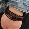 Original European-American Ethnic Style Hand-Woven Leather Rope Men's Bracelet.