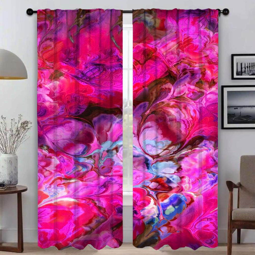 M-MarbleS Blackout Curtain for Room 2 Panel Anti Mosquit Storms 2 Pieces Halloween Decoration Shades Tulle for Bedroom Living