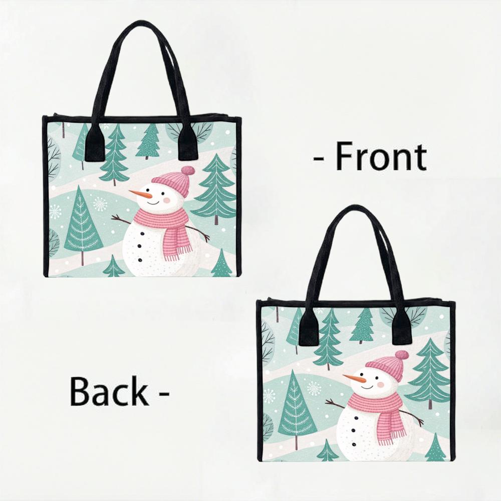 Winter Snowman Printed Tote Bag Fashion Casual Handbag