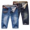 Fashion Summer Men's Personalized Washable Perforated Denim Pants Large Casual Middle Pants