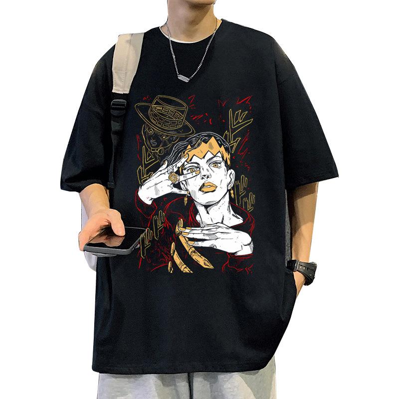 Vinegar Double Jojos Bizarre Adventure Anime Trend Tshirt Cotton Graphic Tee Unisex Unisex Summer Streetwear