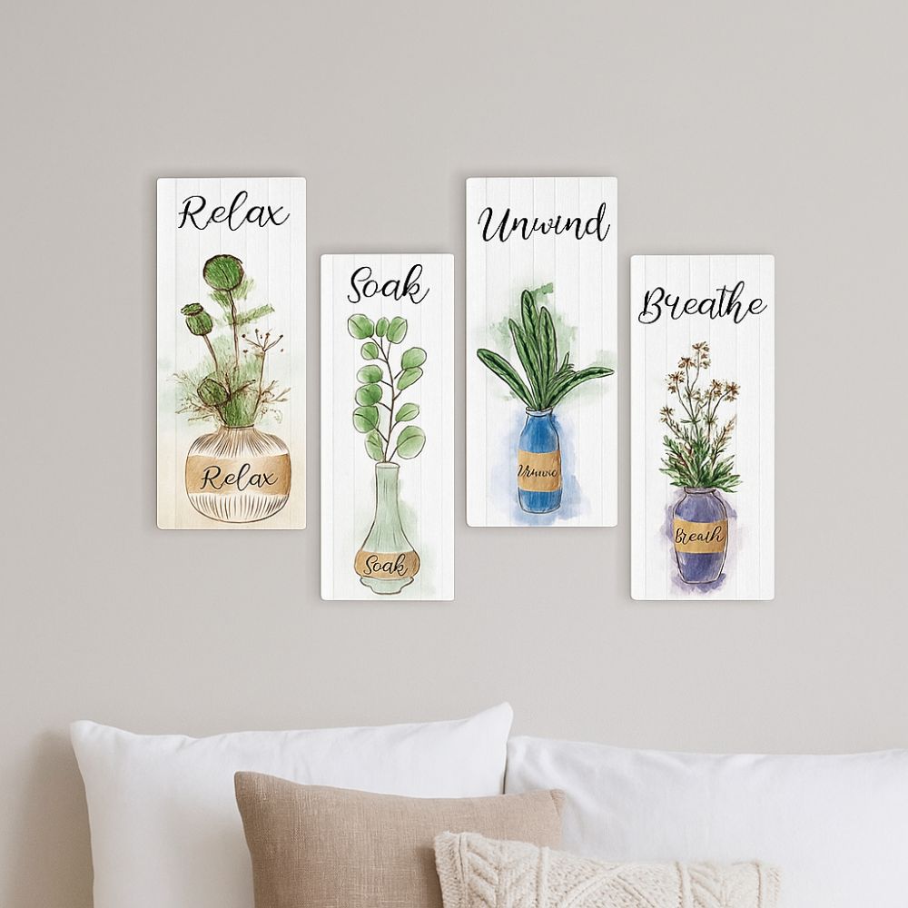 Handmade Plants Hanging Sign Wooden Wall Decor Paintings Wall Plate Floral Wall Art Office