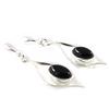 [H3453] - Silver Earrings 'Jet Black Goddess' Black Silver (rhodium Plated) - 30x8 Mm