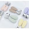 UBMom Infant Stainless Steel Silicone Handle Baby Food Spoon Fork Case Set, Sweet Potato Dumplings (Lavender), 1 Set, Korean Popular Tableware