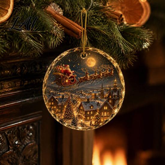 Decorative Winter Landscape Figurine Christmas Scene Acrylic Ornament for Holiday Tree Decor Hanging Decor Keepsake Party And Seasonal Home