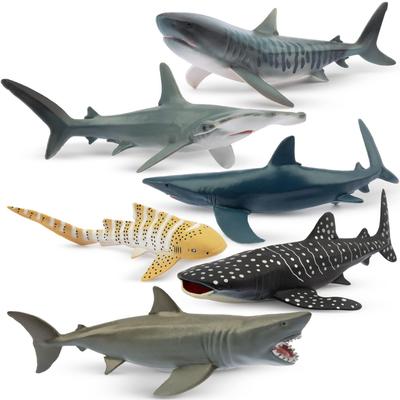 TOYMANY Animal 6PCS Shark Marine Animal Figure Морское реалистичное животное Популярное День рождения Новые возрасты 6 и старше Фигурки, Фигурки, Набор, 12 см-14 см, Существа,