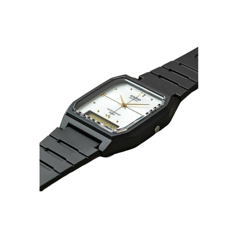 Casio Серия YOUTH - Квадратные часы с двойным циферблатом, маленькие квадратные часы, модные ретро-бизнес, классические стрелки, кварцевый механизм, смола AW-48HE-7A