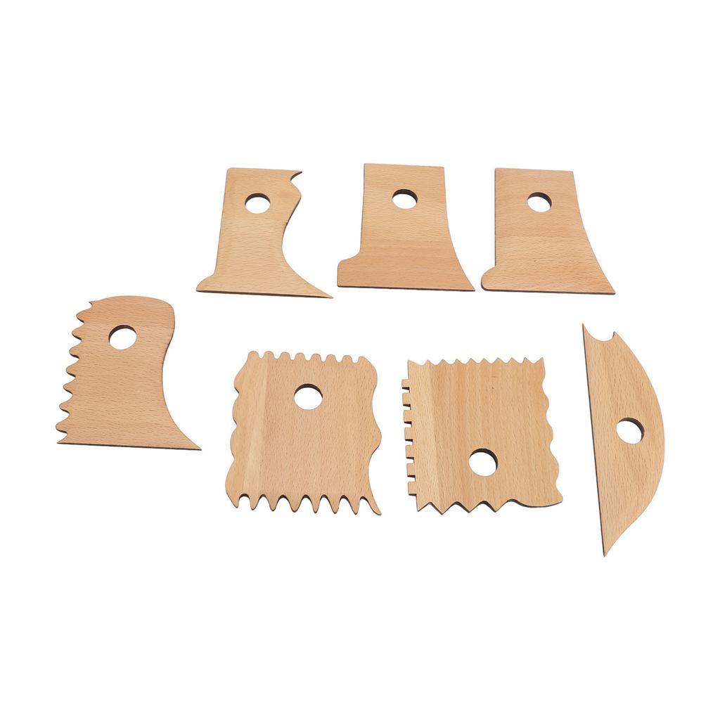 7Pcs Pottery Clay Foot Shaper Beech Wood Trimming Tools Ceramic Supplies for Carving Molding S