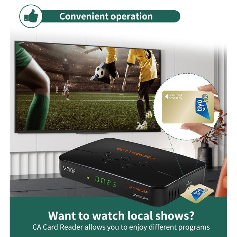 Спутниковый ресивер V7 PRO DVB-S/S2/S2X DVB-T/T2 Комбинированный ресивер Full HD 1080p H.265 HEVC 10 бит с антенной Wi-Fi USB/CA Слот для карты