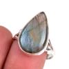 Natural Labradorite Gemstone 925 Solid Sterling Silver Jewelry Ring Size 9 P4j63