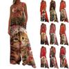 Women's Christmas Print Solid Wide Leg Strapless Tank Pocket Casual Onesie