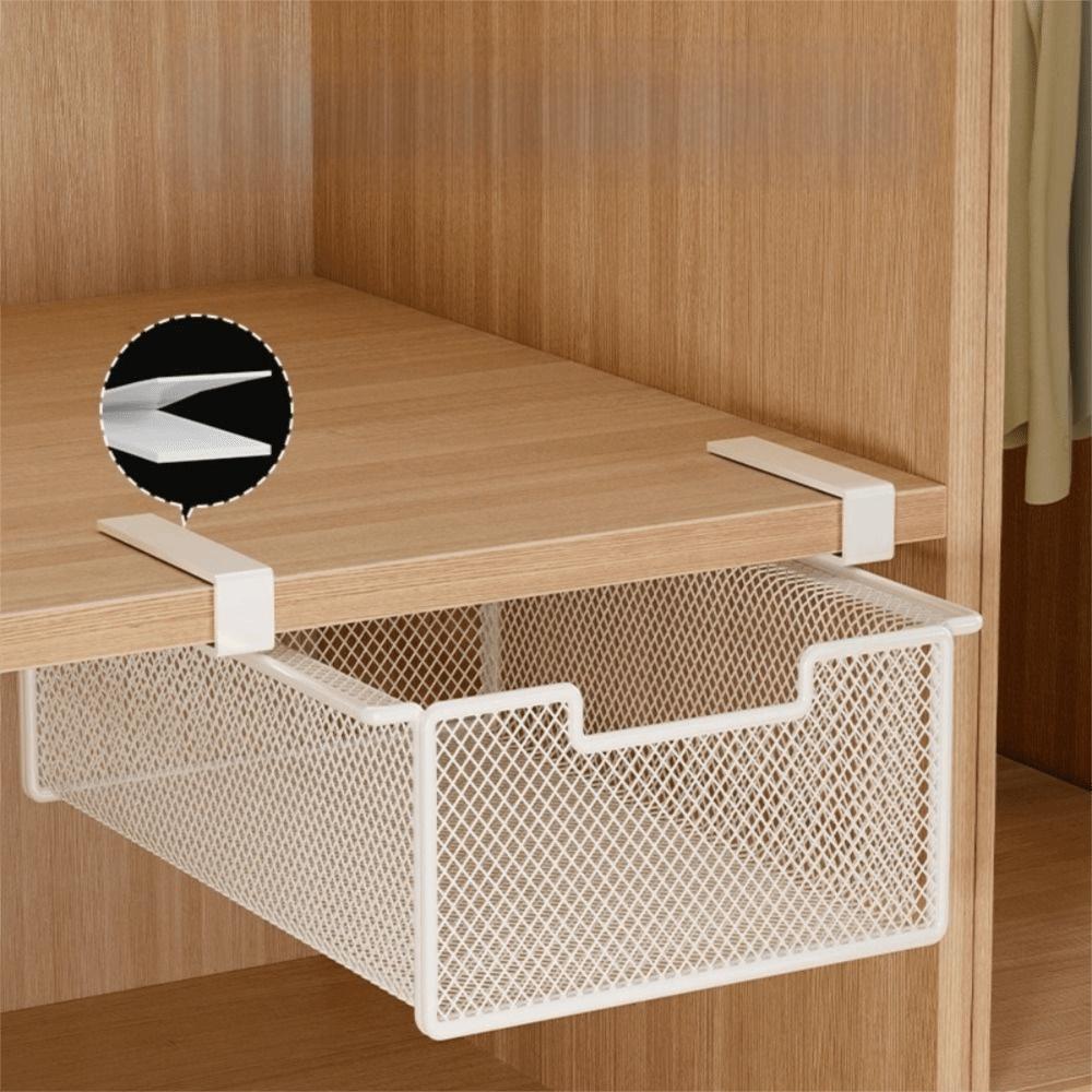 Large Capacity Underwear Storage Basket Under Shelf Pure Color Hanging Organizer Under Cabinet Basket Design