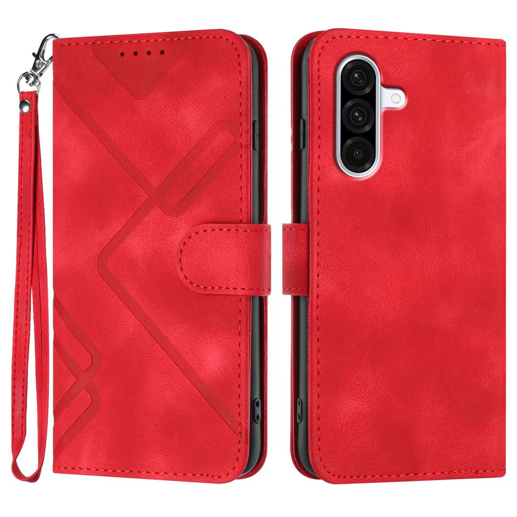 For Samsung Galaxy A36 5G Wallet Case Line Imprinted PU Leather Phone Cover with Strap
