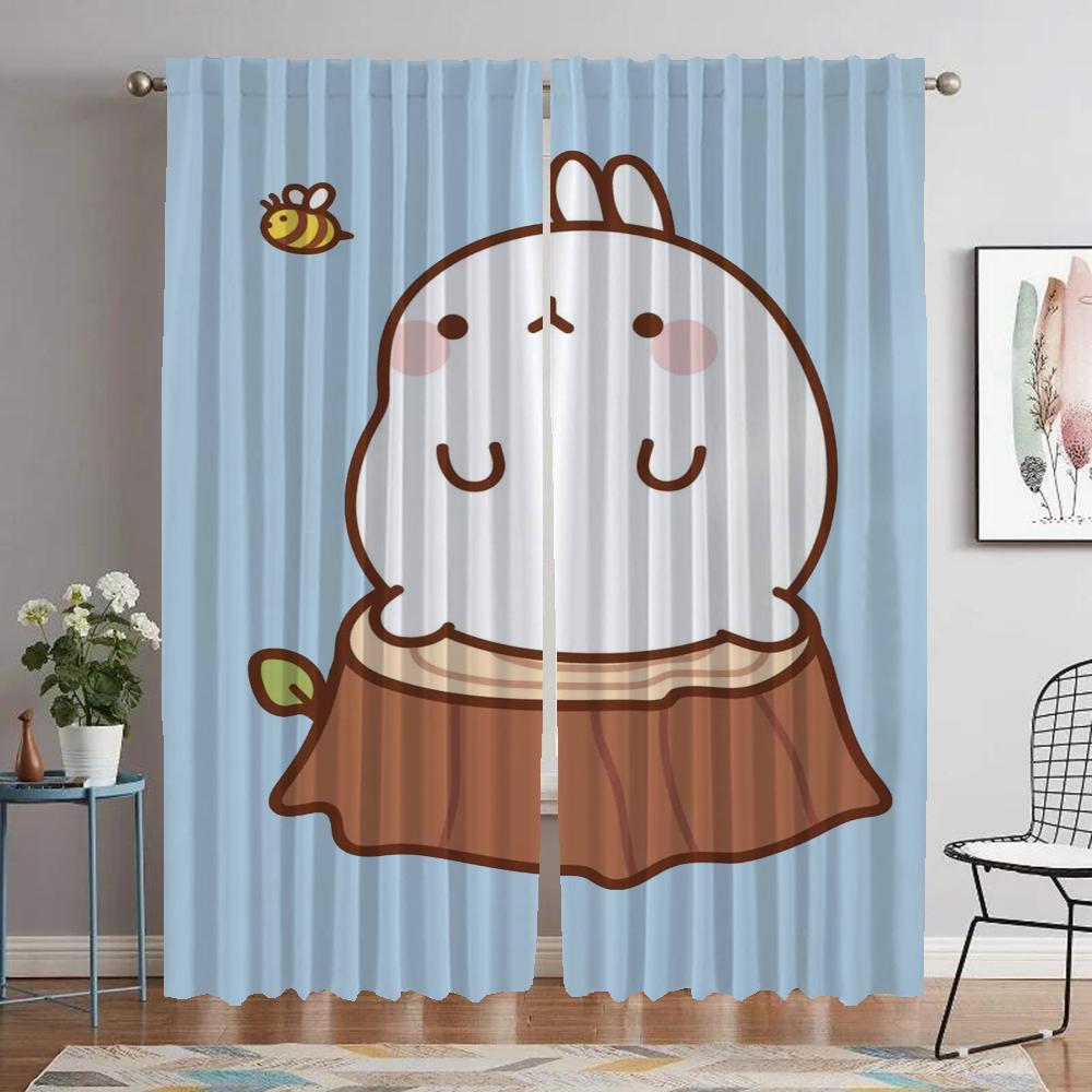 Molang Kitchen Curtains for Camera Living Room Curtain Tulle for Bedroom Partition Home Interior Curtains 2 Pieces Shades Child