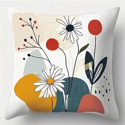 Vikama Delicate Floral Print Decorative Pillow Cover, Suitable For Living Room Sofas, Car Interiors, And Home Decor