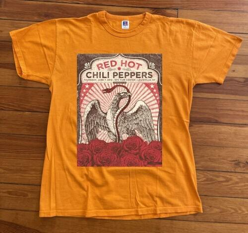 Винтажная Желтая Футболка с Короткой Рукавой для Рок-Группы Red Hot Chilli Pepper AHN01295 Унисекс