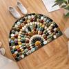 Multicolor Pebble Half Round Bath Mat, Non‑Slip Water Absorbent Natural Stone Bathroom Floor Rug