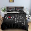 Cute Cartoon Bulldog Duvet Cover Set Single King Full Size Bedding Set For Bedroom Decor Microfiber 2/3PCS Quilt/Comforter Cover