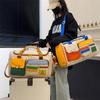 Color Block Casual Gym Bag - Large Capacity Women's Handbag & Men's Crossbody Travel Bag