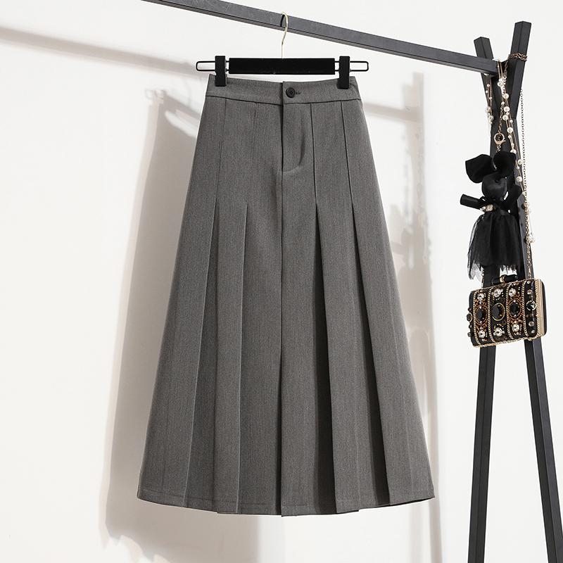 DIMANAF 2025 Plus Size Autumn High Waist Skirts Women Loose Skirt A-Line Fashion Maxi Pleated Skirts