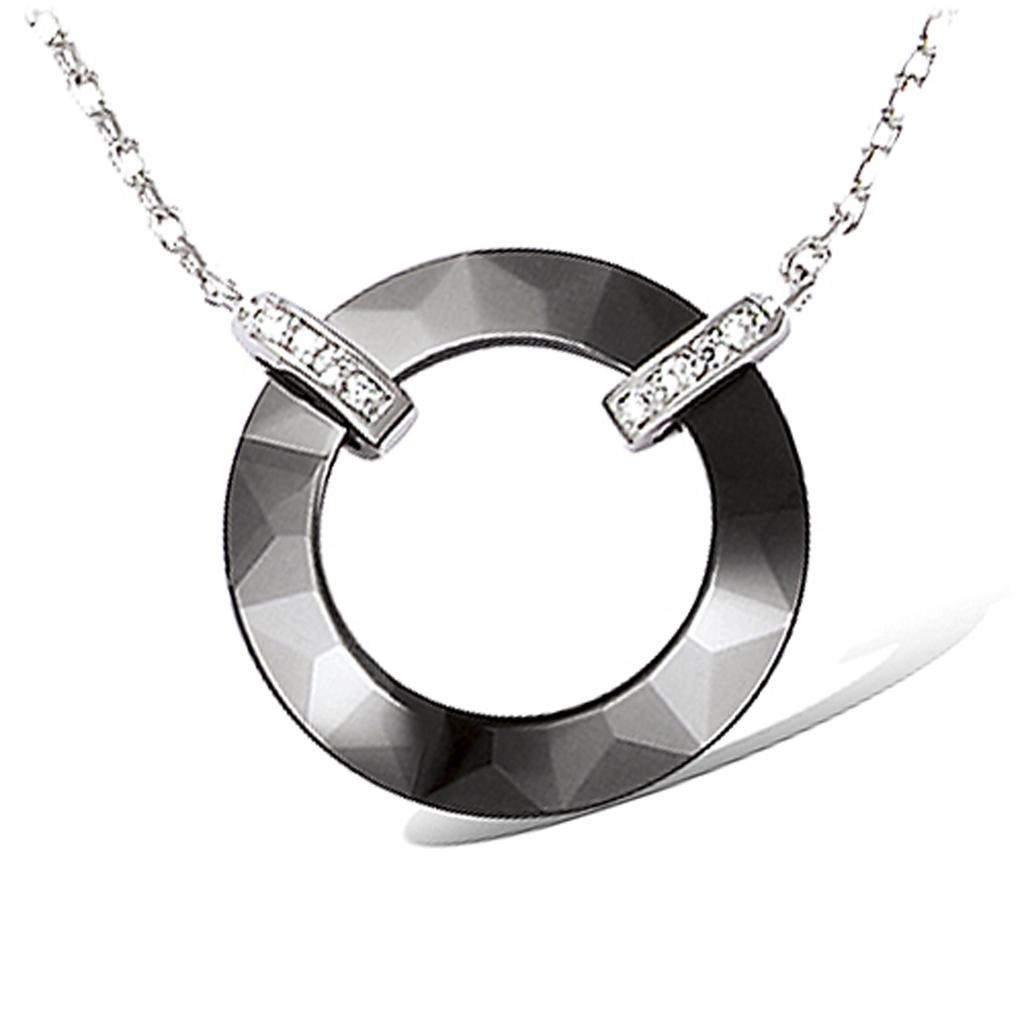 Les Trésors De Lily [K6641] - Silver 'Sissi' Black Ceramic Silver Necklace (rhodium-plated) - 20 Mm