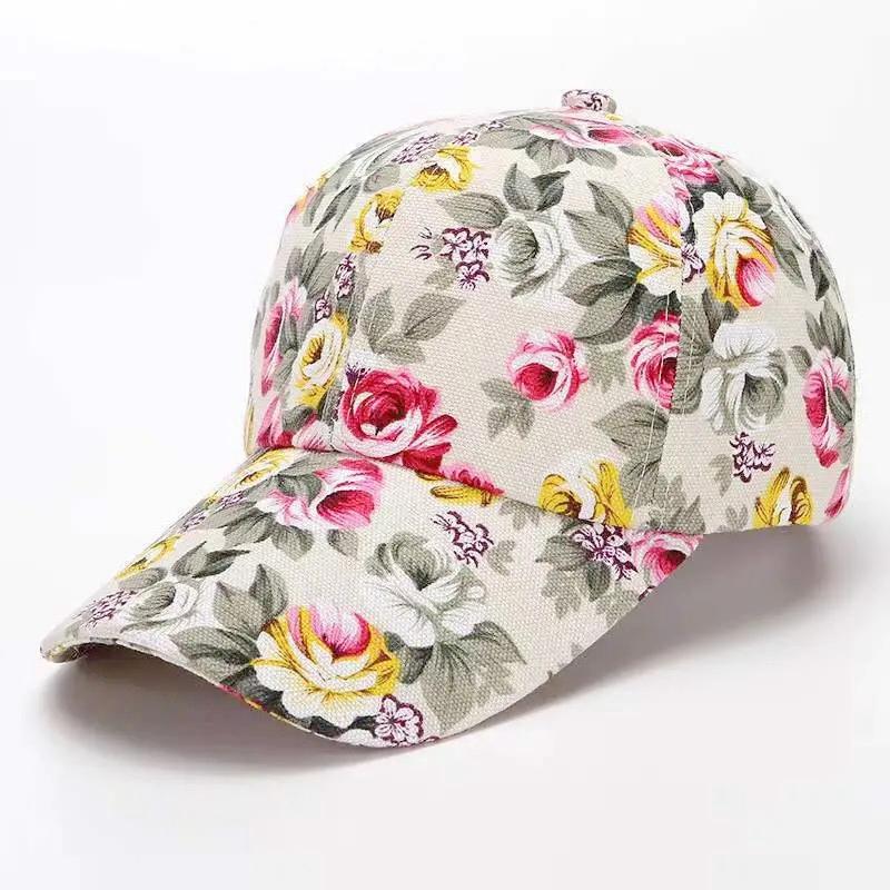 Fashion Women's Summer Cap Floral Print Trucker Hat Outdoor Streetwear Cap Female Baseball Cap With Flowers And Plants Design