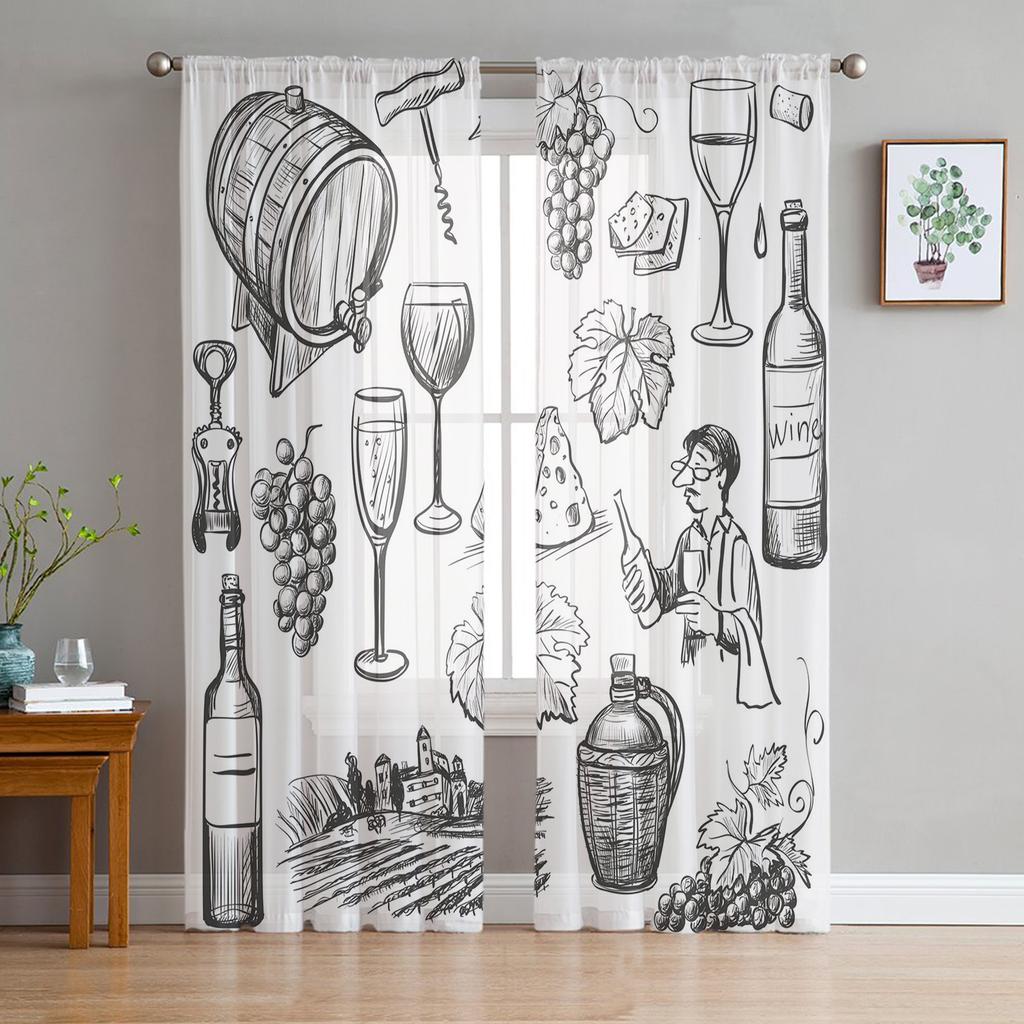 Pub Sign With Glass Of Beer Sheer Curtain For Living Room Bedroom Voile Curtains For Window Organza Curtains Party Tulle Drapes