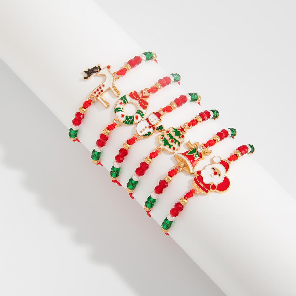 Креативный Рождественский Браслет Снеговик с Оленем INS Полимерная Глина Бусины Регулируемый Плетеный Ручной Ювелирный Изделие для Женщин Девушек Праздничный Подарок Аксессуары