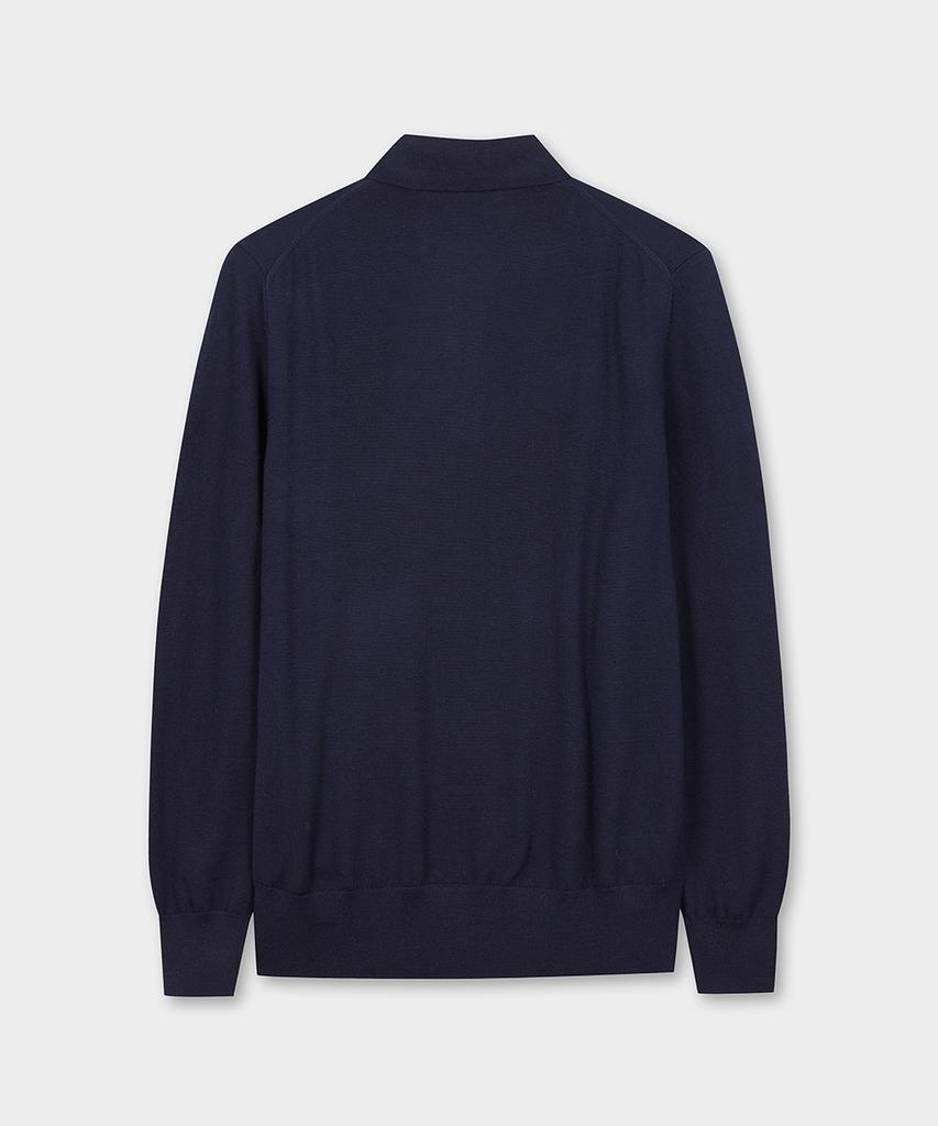 BROOKS BROTHERS Merino Wool Logo Polo Sweater (Navy) (Bbwtmnf301)