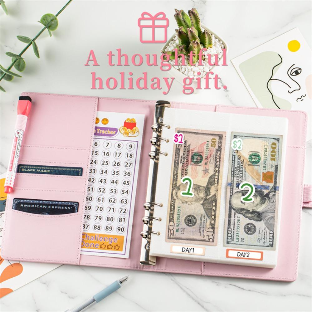 Папка для челленджа сбережений A5 из ПУ, блокнот для сбережений, листы для челленджа сбережений, для влюбленных