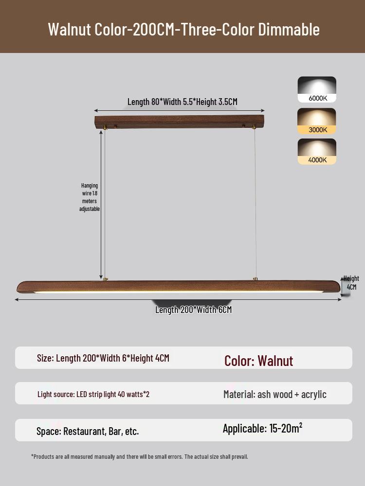 White Ash Solid Wood Zen Chandelier for Dining Room, Tea Room, Bar Counter, or Office Desk