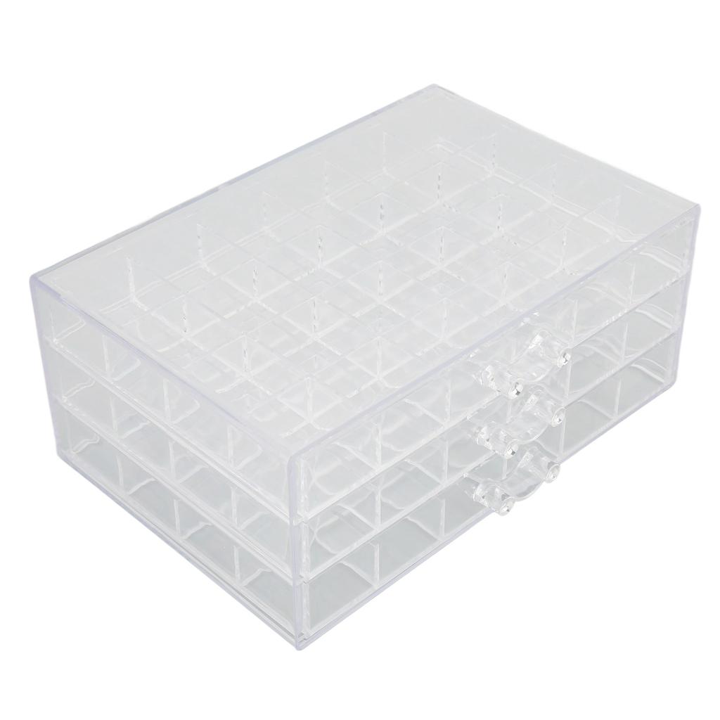 Earring Storage Box 3 Layer 72 Grids Clear Acrylic Jewelry Organizer Holder with Dustproof Lid for Necklaces Rings