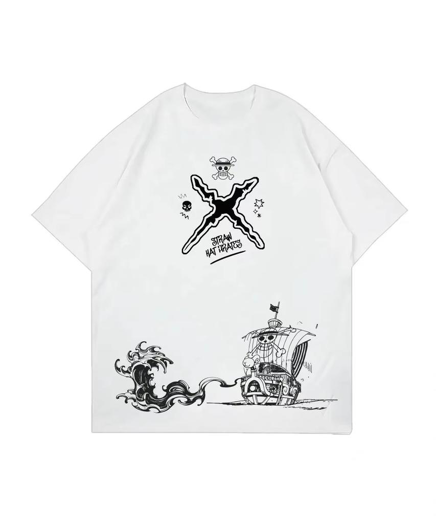 Unisex Cotton Short Sleeve One Piece Anime Printed T-Shirt, 2026 Summer Women And Men T-shirt