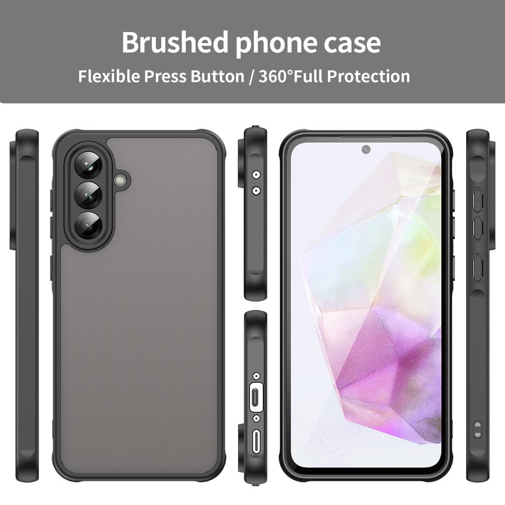 For Samsung Galaxy A36 5G Phone Case Drop Proof Airbags Frosted Translucent PC+TPU Back Cover