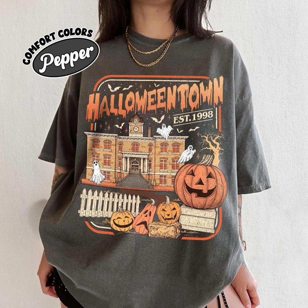 Vintage Halloweentown University Est 1998 Pumpkin Comfort Unisex Tee For Fan Fantasy Bookish Shirt Funny Sweatshirt Streetwear