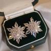 Luxury Cubic Zirconia Snowflake Earrings for Women Fashion Flower Shaped Jewelry Shiny Wedding Party Earring
