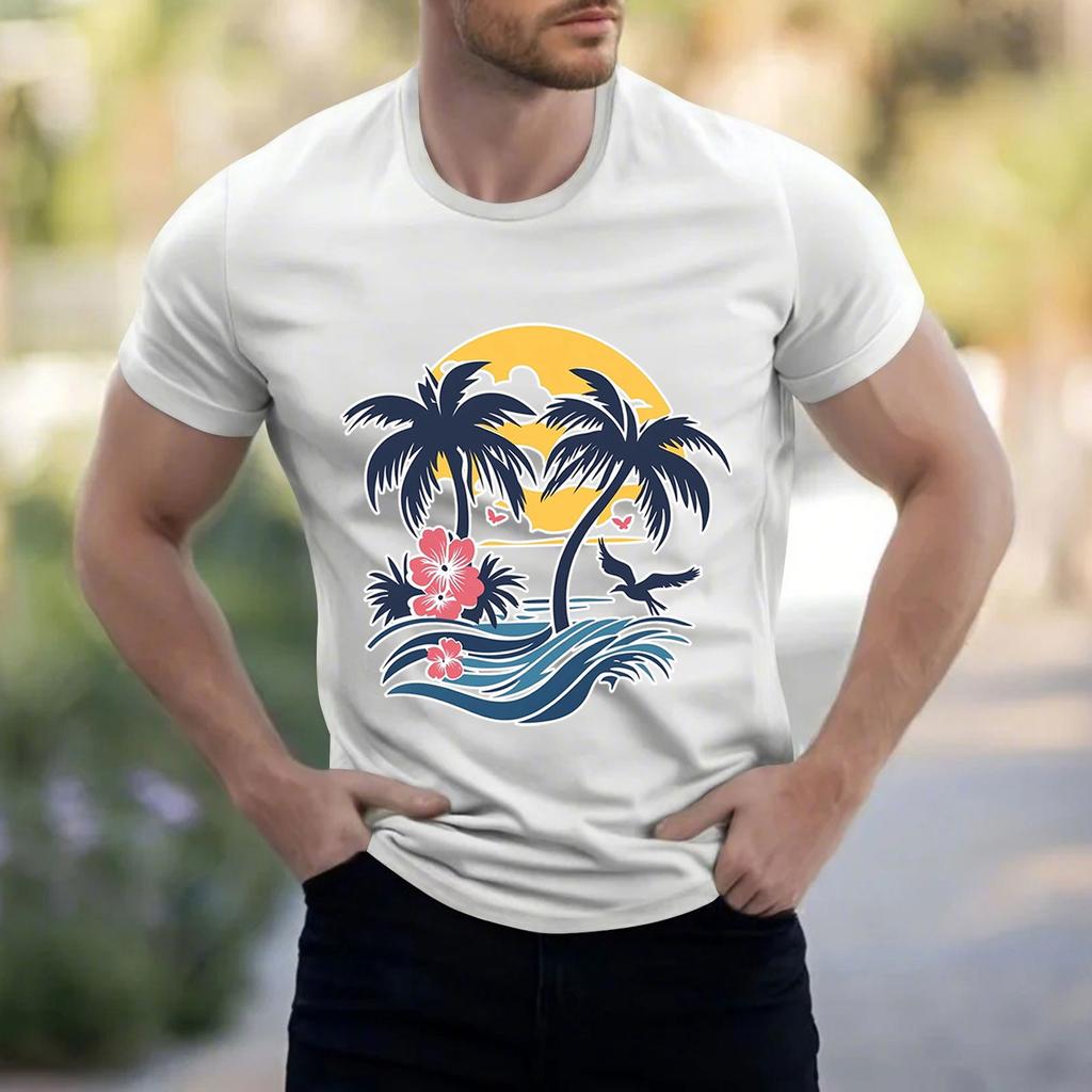 Men's Stand Collar Short Sleeve Shirt Loose Leisure Holiday Shirt Man