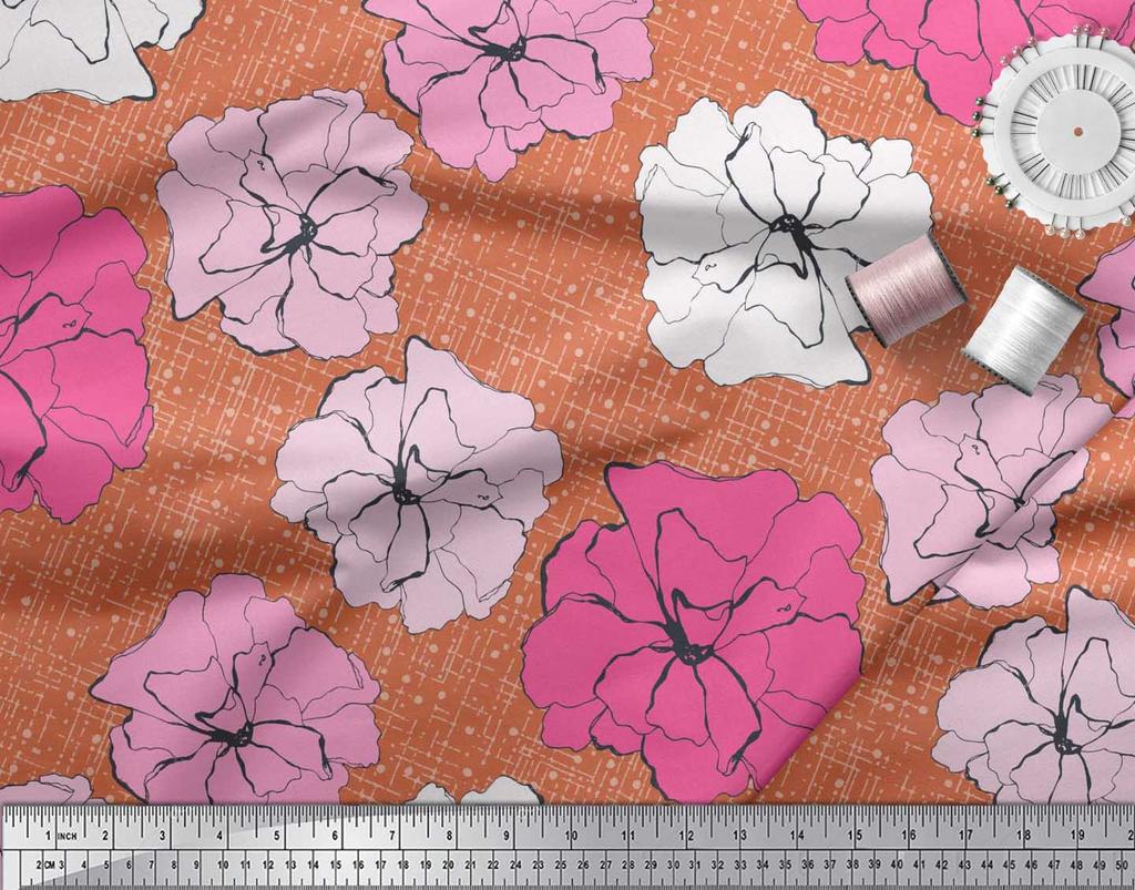 Soimoi Японский креп-атласная ткань с гвоздикой и цветочным принтом, швейная ткань, метр 42 дюйма